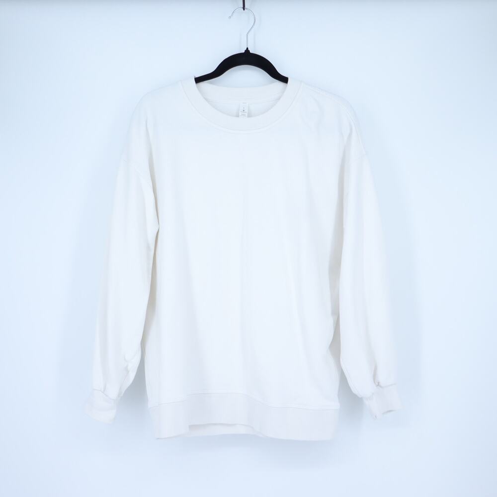 Lululemon Oversized Perfectly Crew Sweatshirt White Cotton Terry Women's 6